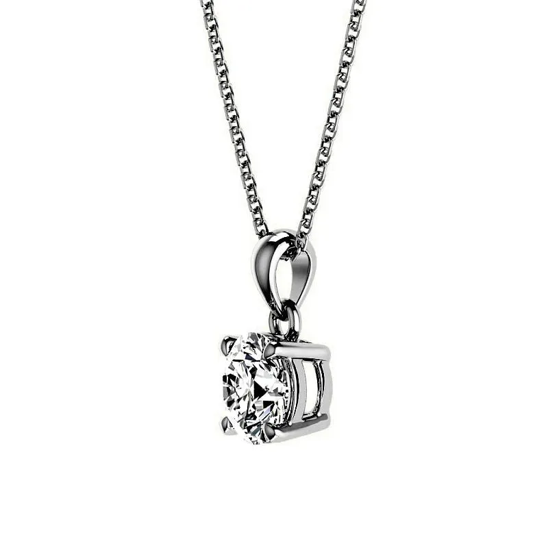 0.15 CT Round Cut Lab Grown Diamonds - Solitaire Pendant in Silver