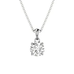 0.15 CT Round Cut Lab Grown Diamonds - Solitaire Pendant in Silver