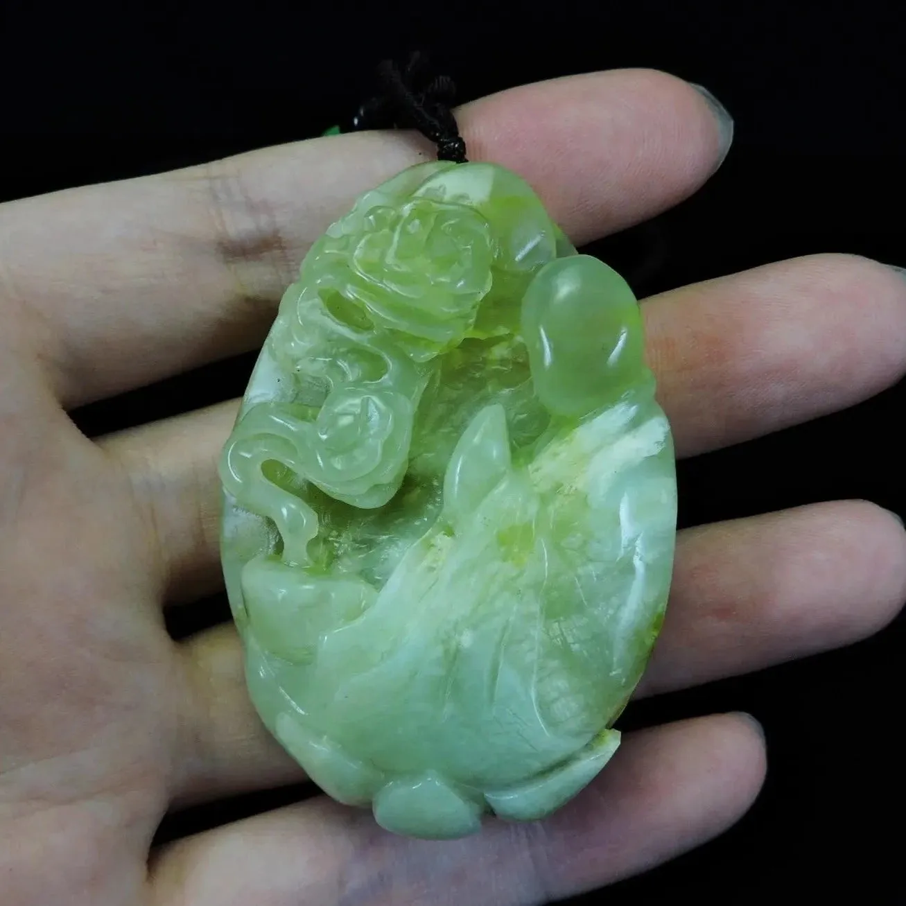 100% Natural Hand-Carved Jade Pendant Jadeite Necklace Buddha