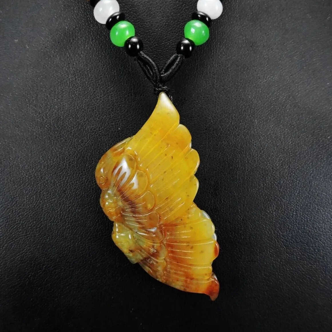 100% Natural Hand-carved Jade Pendant Jadeite Necklace Butterfly