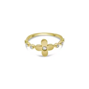 10k Gold Stackable Flower Ring Women Band Size 7