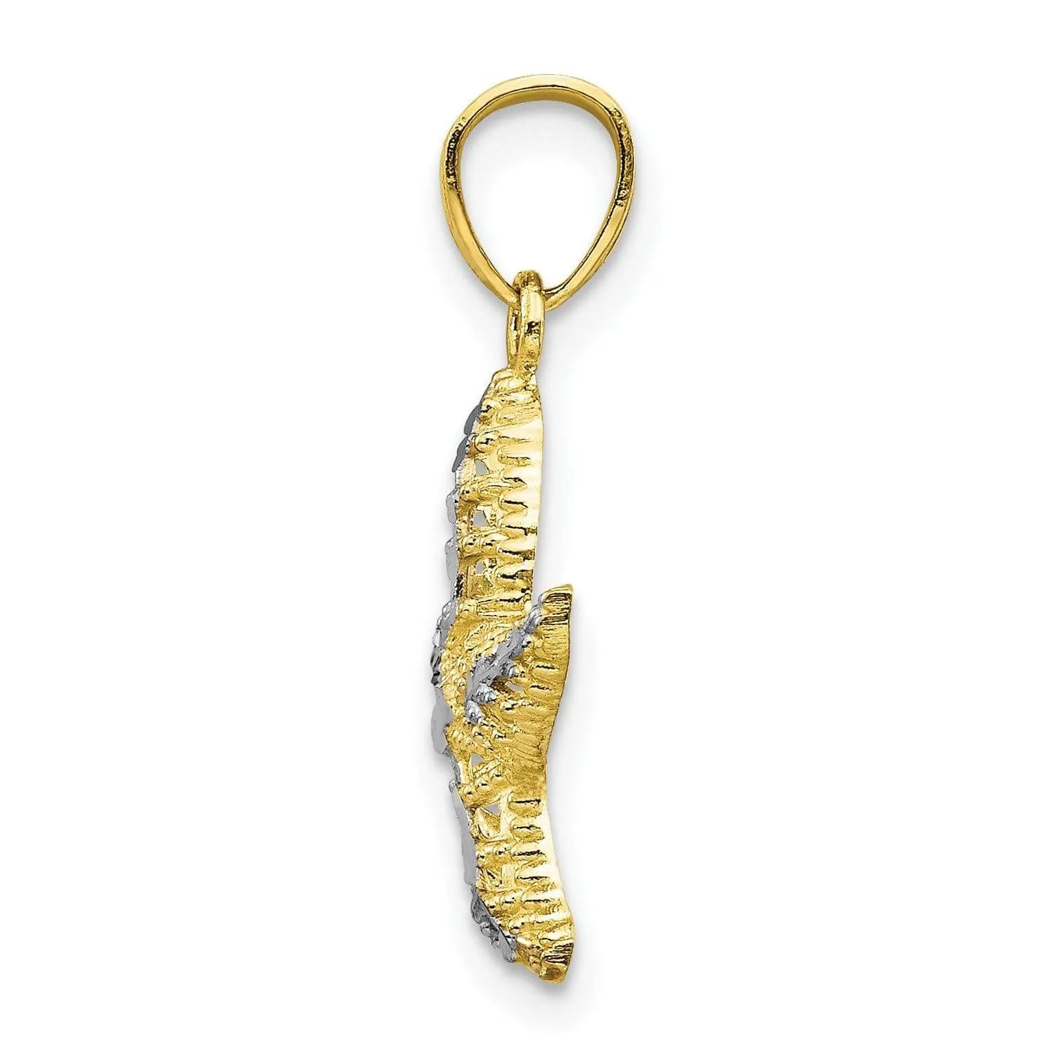 10k Two Tone Gold Concave Shape Starfish Design Pendant