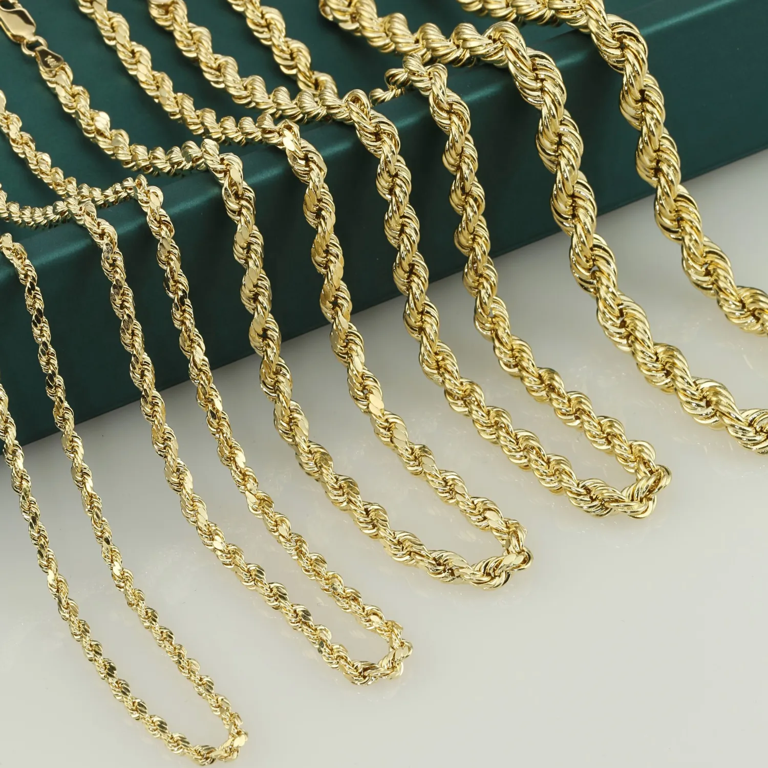 10K Yellow Gold Rope Chains, Solid 10K Gold Necklace With Secure Lobster Lock