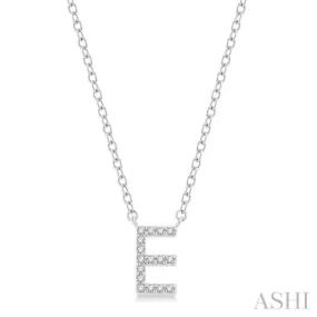 1/20 ctw Initial 'E' Round Cut Diamond Pendant With Chain in 14K White Gold