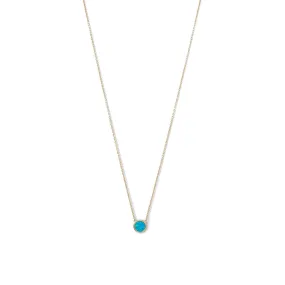 14 Karat Gold Plated Mini Synthetic Blue Opal Necklace