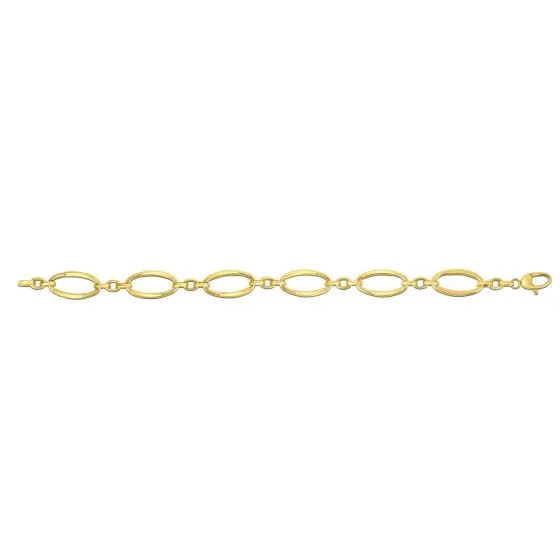 14K Gold Polished Three Plus One Oval Link Chain Bracelet