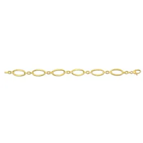 14K Gold Polished Three Plus One Oval Link Chain Bracelet