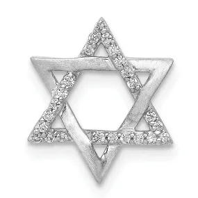 14k White Gold 1/10CT Diamond Concave Star of David Chain Slide Pendant