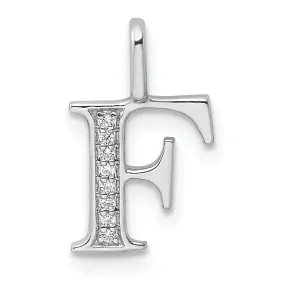 14K White Gold Diamond 0.028-CT Letter F Initial Charm Pendant