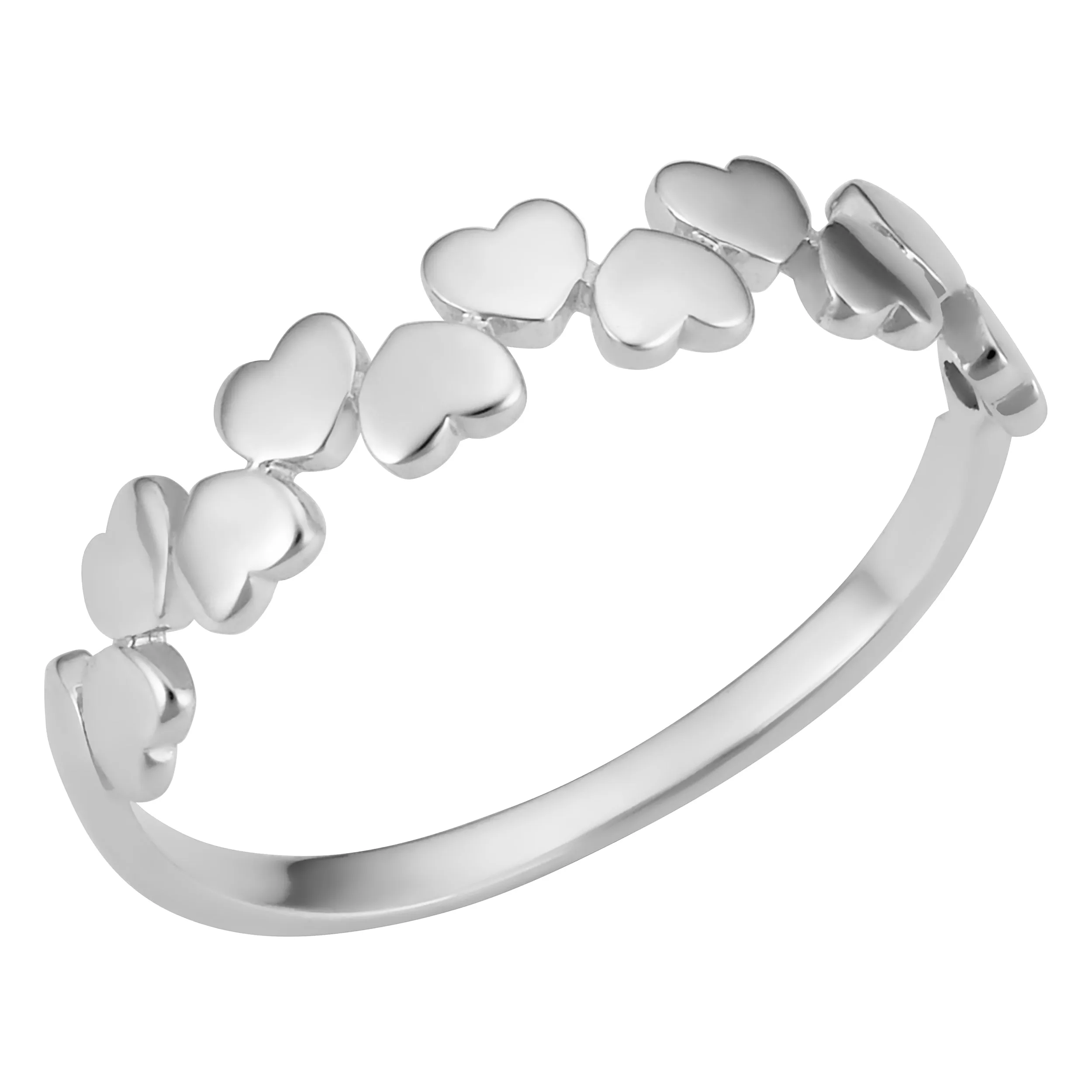 14k White Gold Hearts Ring