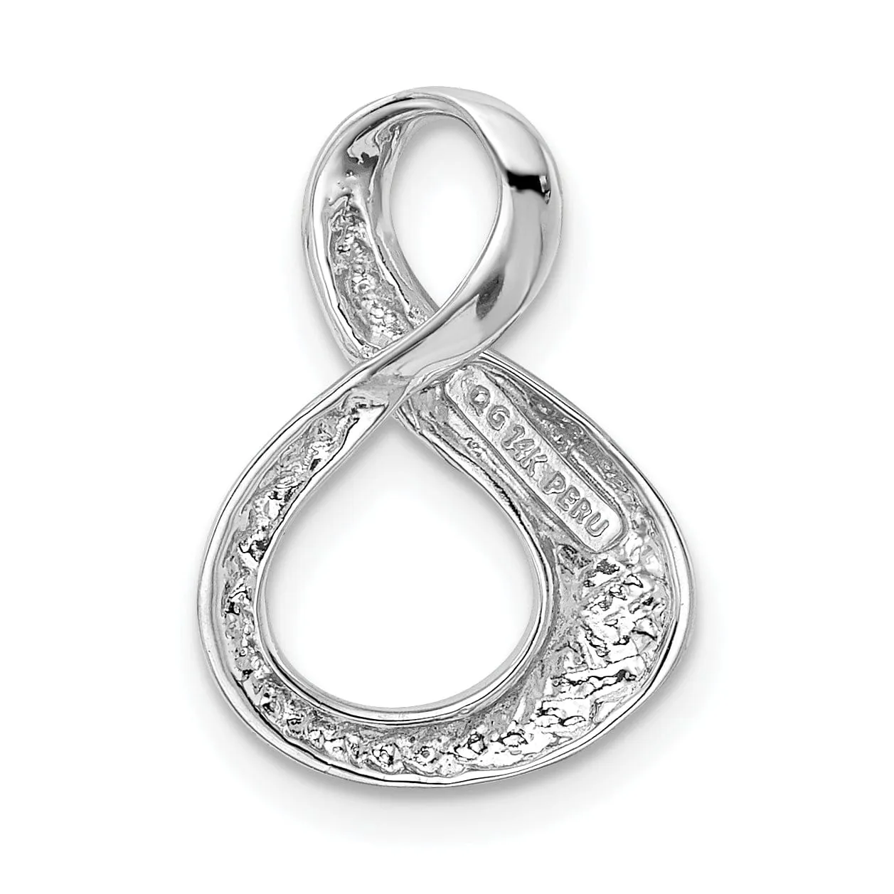 14K White Gold Infinity Style Design Omega Slide Pendant fits upto 6 mm Chain