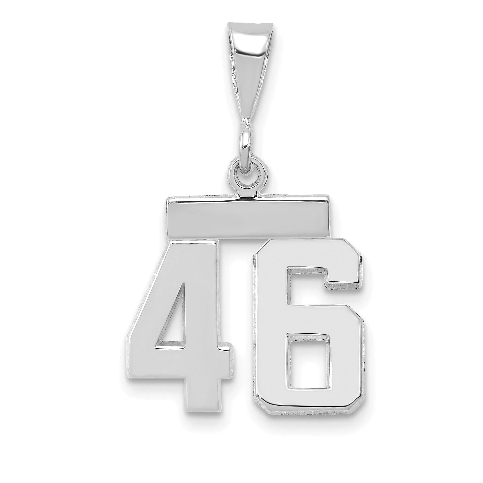 14k White Gold Polished Finish Small Size Number 46 Charm Pendant