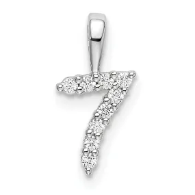 14k White Gold Polished Finish with Diamonds Number 7 Pendant