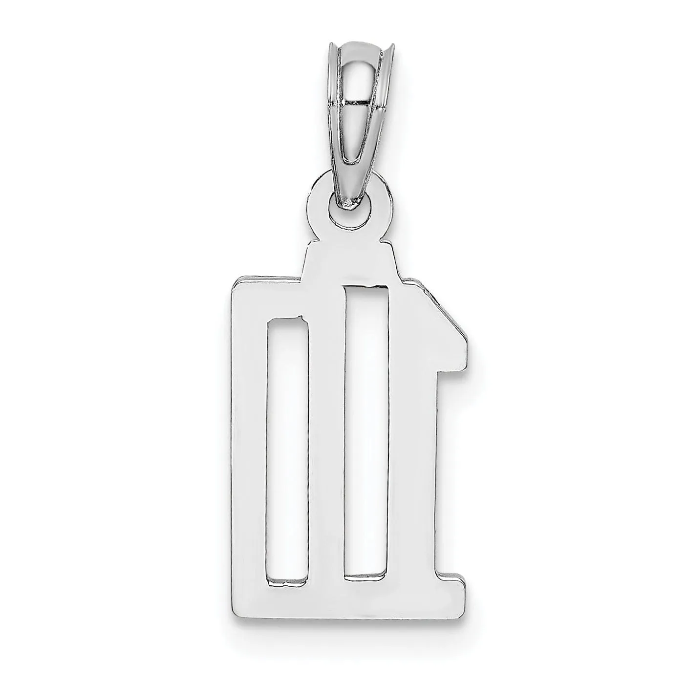 14K White Gold Polished Finished Block Script Design Number 10 Charm Pendant