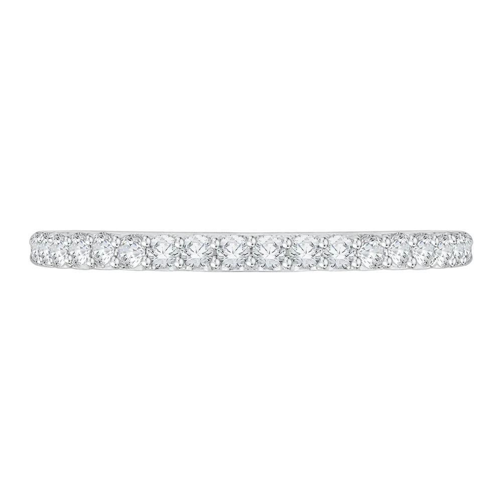 14K White Gold Round Diamond Half Eternity Wedding Band with Euro Shank