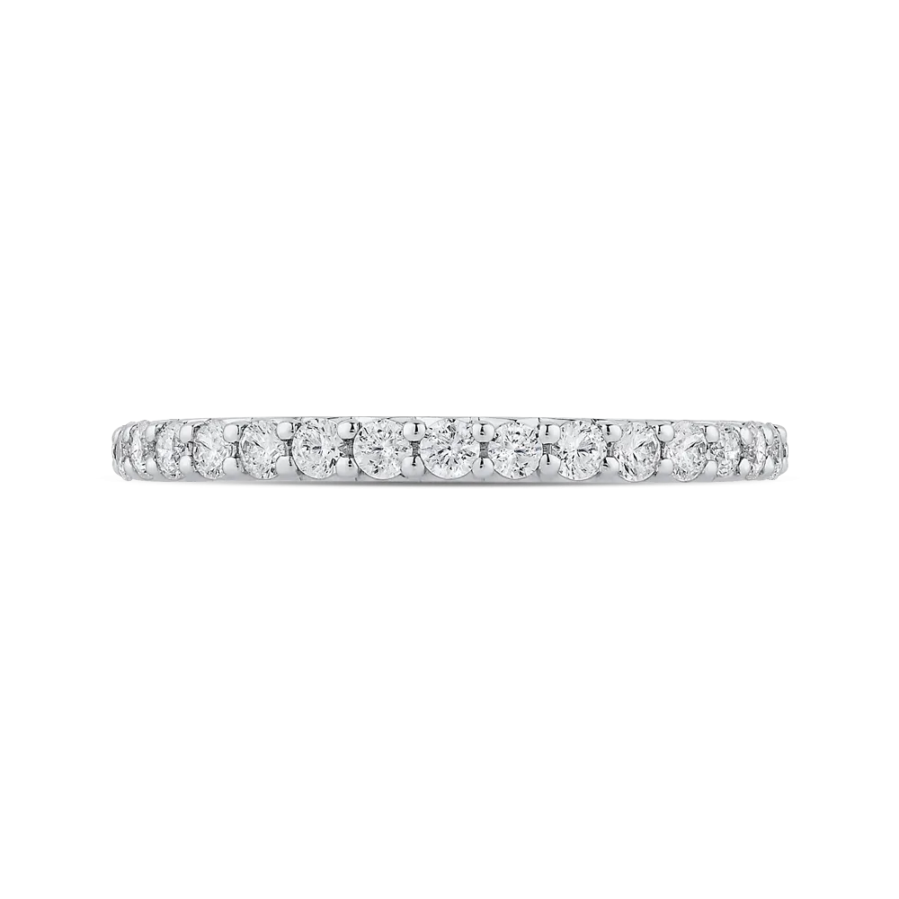 14K White Gold Round Diamond Half Eternity Wedding Band