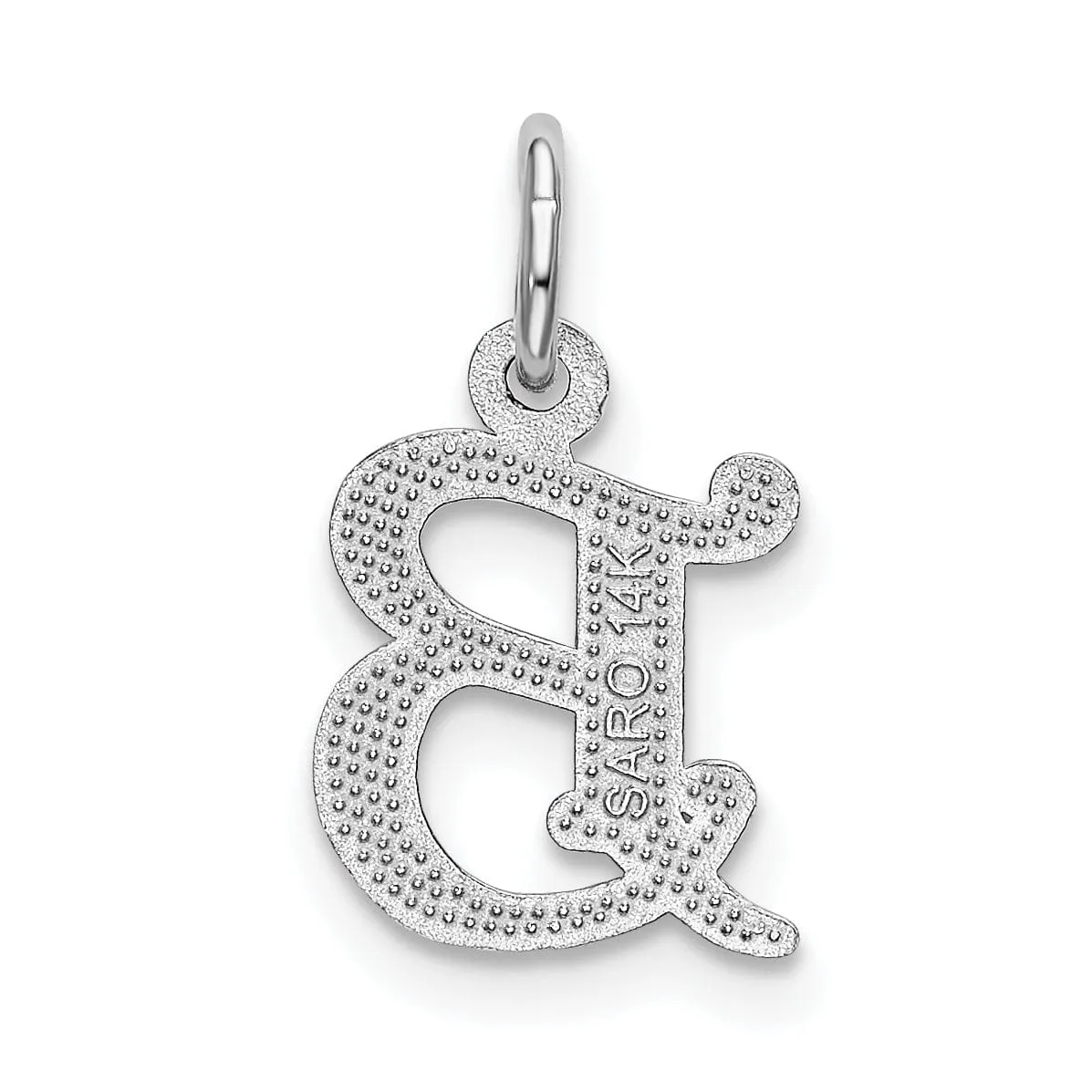 14k White Gold  Small Script Design Letter B Initial Charm Pendant