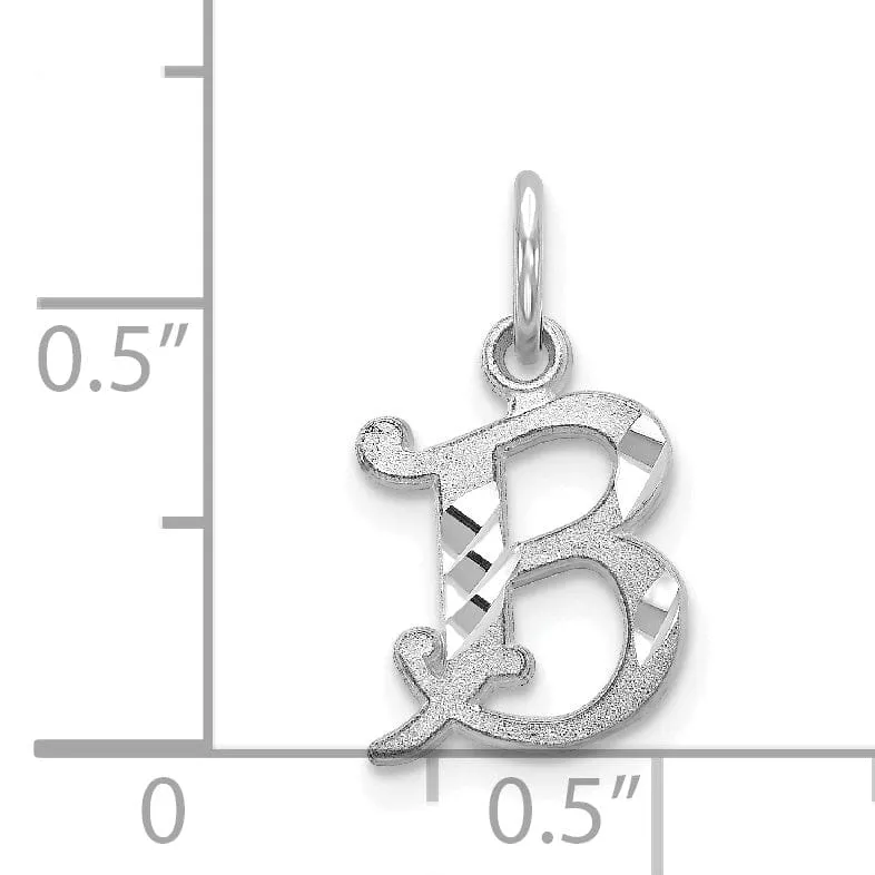 14k White Gold  Small Script Design Letter B Initial Charm Pendant