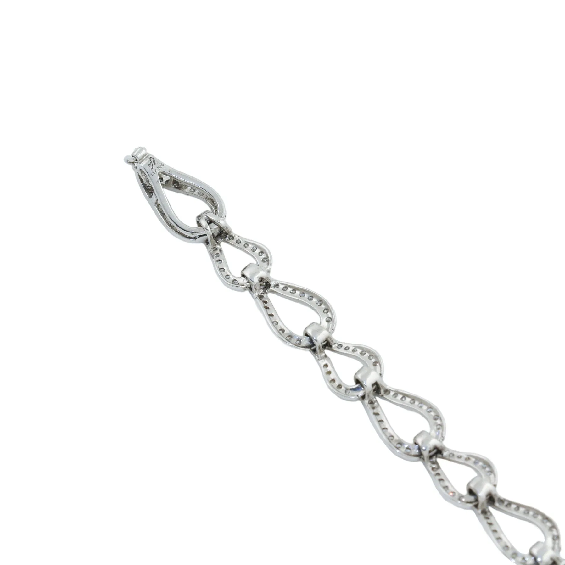 14k White Gold x Teardrop Link 2ct Diamond Bracelet