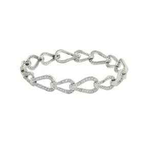 14k White Gold x Teardrop Link 2ct Diamond Bracelet