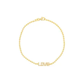 14K Yellow Gold 1/6tcw Diamond Love Station on Bead Chain Bracelet