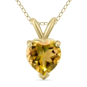 14K Yellow Gold 5Mm Heart Citrine Pendant