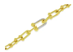 14k Yellow Gold Diamond Link Chain Bracelet