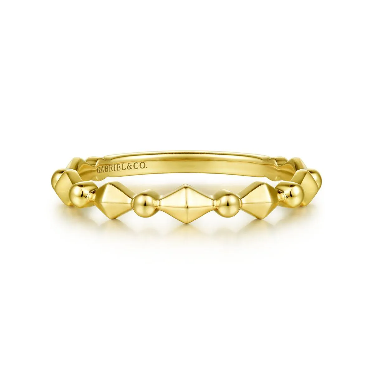 14K Yellow Gold Geometric Station Ring