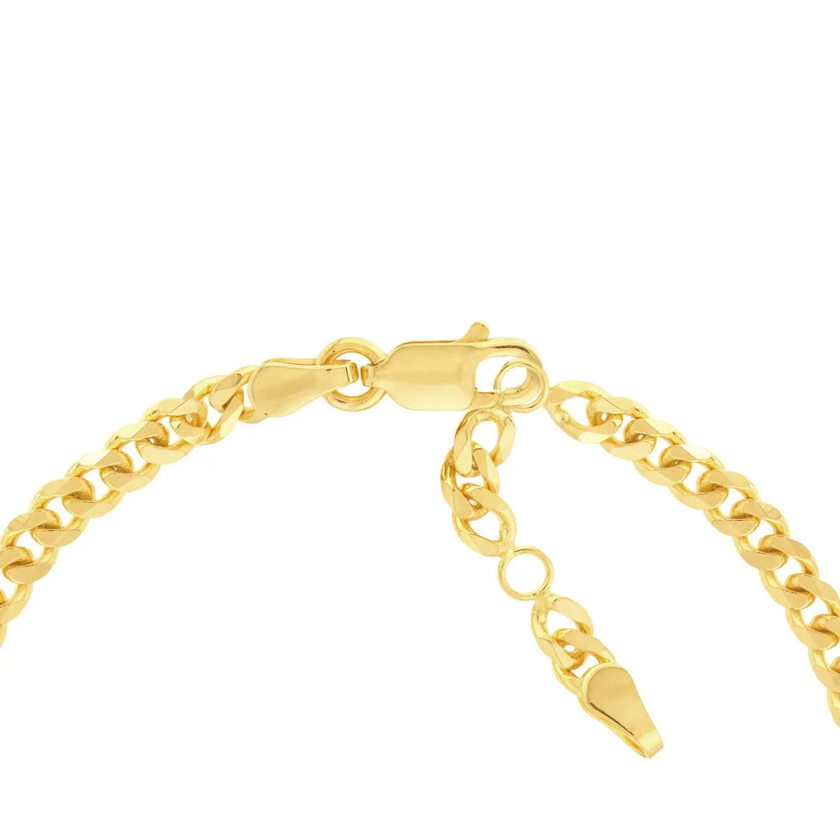 14K Yellow Gold Heart on Curb Chain Adjustable Bracelet