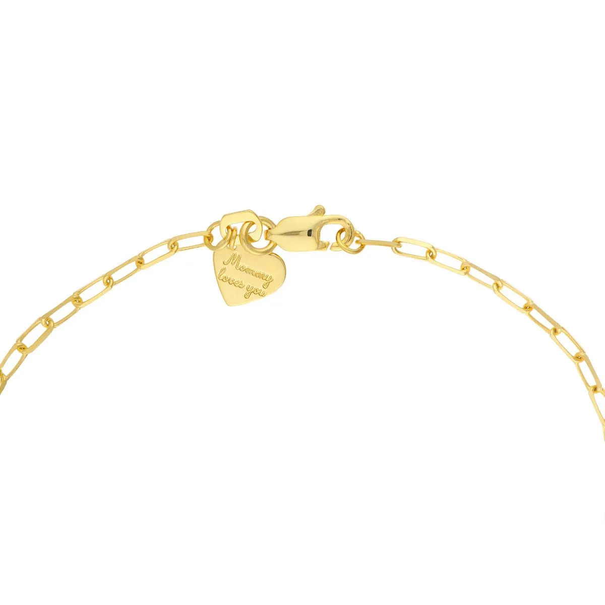 14K Yellow Gold Kid's Paper Clip Chain Bracelet with Butterfly