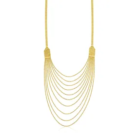 14k Yellow Gold Multi Strand Beaded Necklace