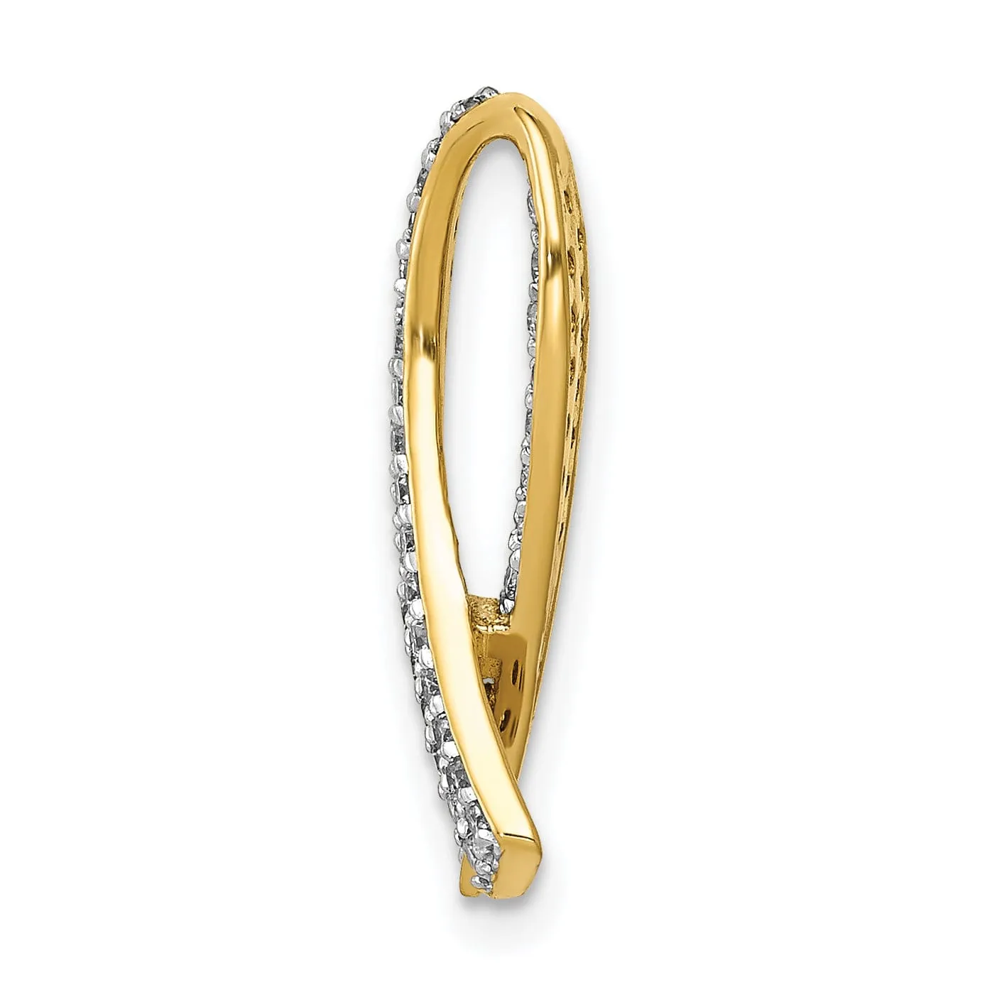 14k Yellow Gold Open Back Polished Finish Awareness Ribbon 0.3-ct Diamond Slide Pendant will not fit Omega Chain