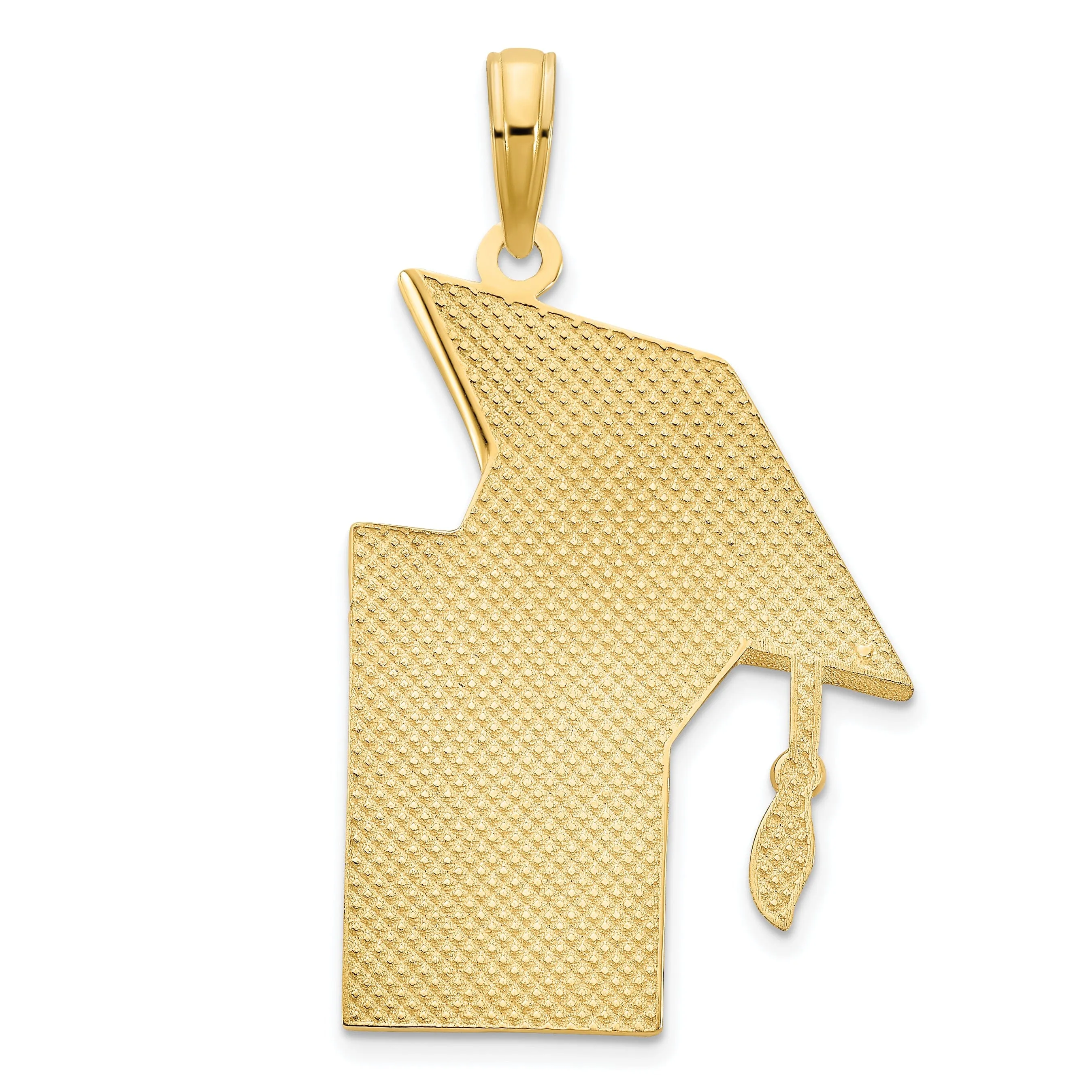 14k Yellow Gold Polished Finish Epoxy Graduation Cap and Diploma Pendant