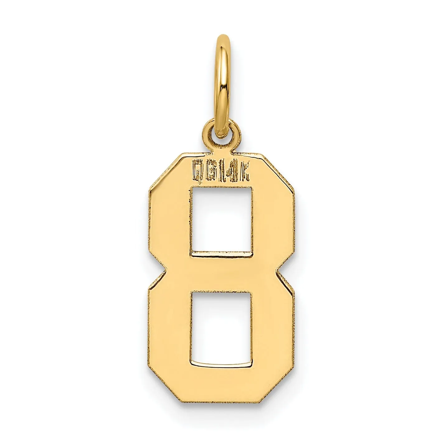 14K Yellow Gold Polished Finish Medium Size Number 8 Charm Pendant