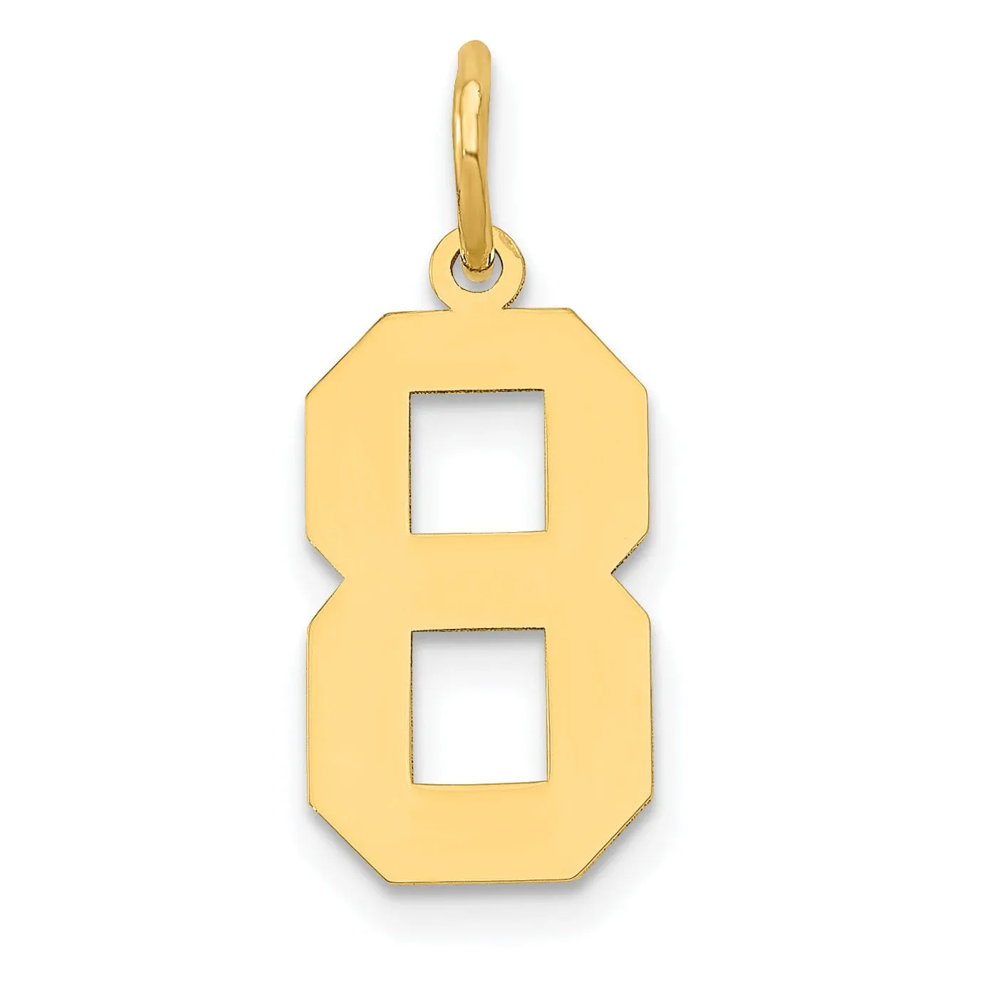 14K Yellow Gold Polished Finish Medium Size Number 8 Charm Pendant