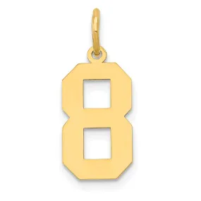 14K Yellow Gold Polished Finish Medium Size Number 8 Charm Pendant