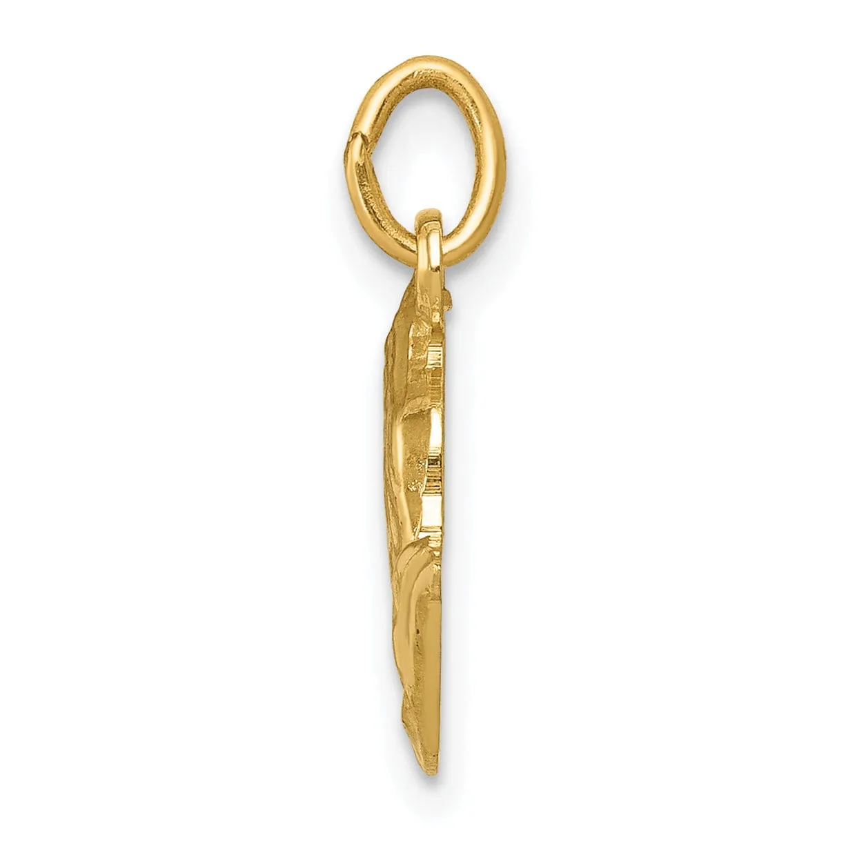 14k Yellow Gold Polished Texture Finish Praying Hands Charm Pendant