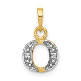 14K Yellow Gold Small 0.01CT Diamond Letter O Initial Block Pendant