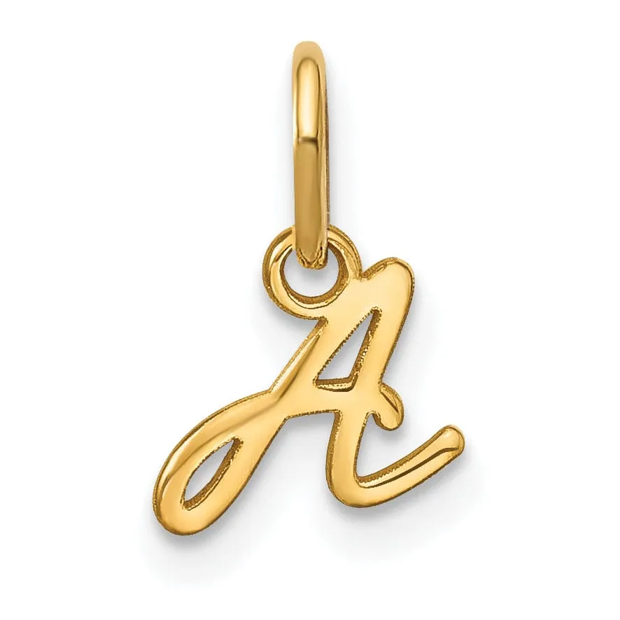 14K Yellow Gold Small Size Upper Case Script Letter A Initial Pendant