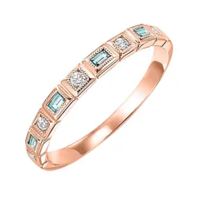 14KT Pink Gold & Diamond Classic Book Stackable Fashion Ring  - 1/10 ctw