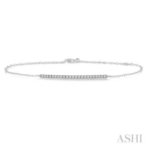 1/5 Ctw Bar Shape Round Cut Diamond Link Chain Bracelet in 10K White Gold