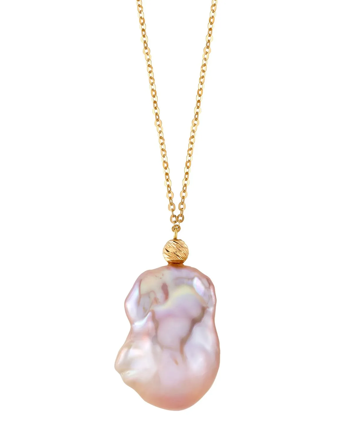 15mm Pink Freshwater Baroque Pearl Solitaire Designer Pendant