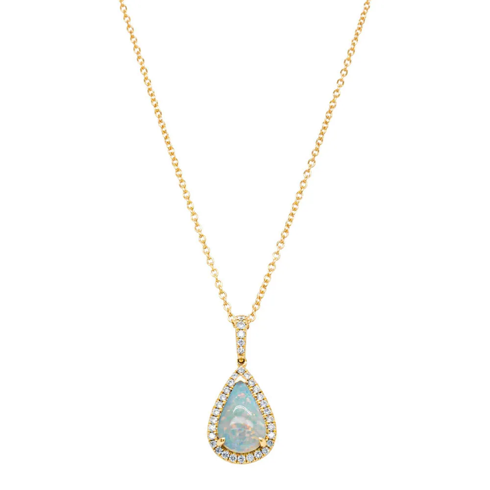 18ct Yellow Gold Opal & Diamond Sierra Pendant