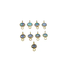 18k Gold Ethiopian Opal Connector Charms