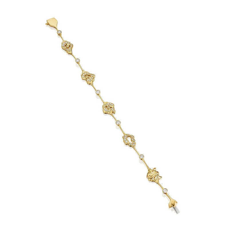 18k Onsa Yellow Gold Bracelet/bangle With 1.59 Cts Vs-Gh Diamonds