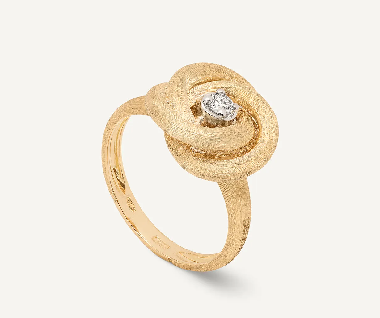 18K Yellow Gold Stackable Floral Ring With Diamond Center