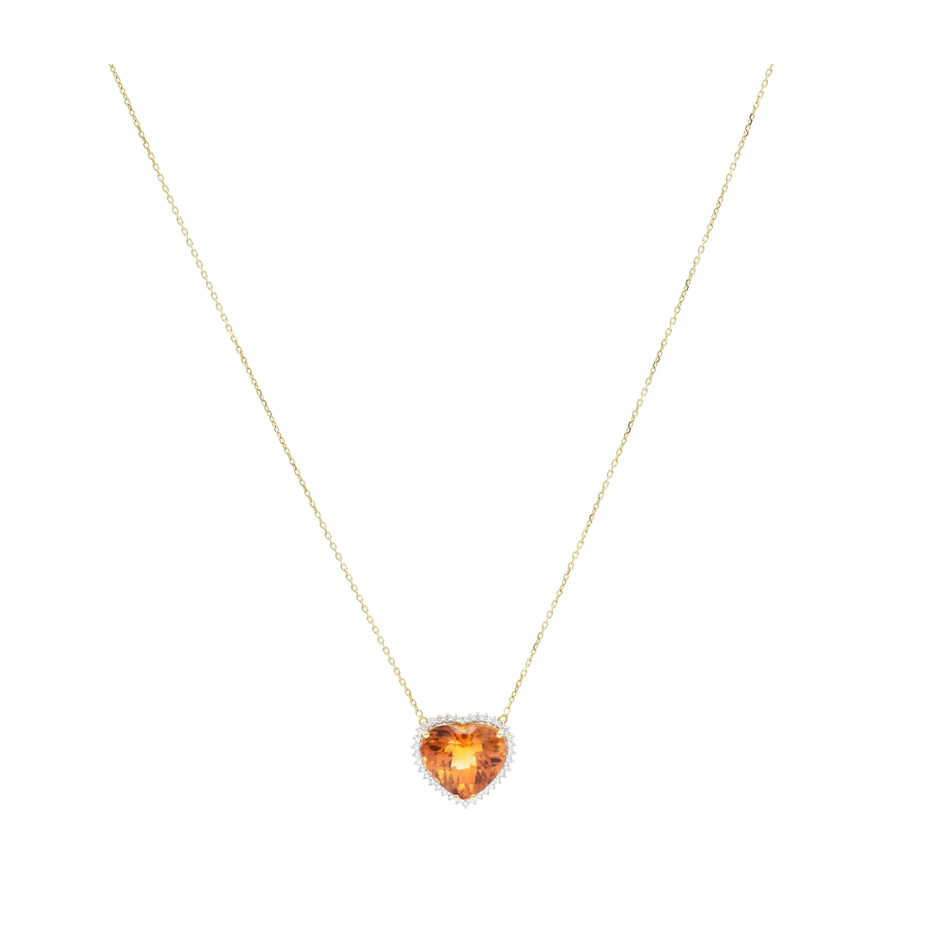 18kt Yellow Gold Heart-Shaped Citrine Pendant