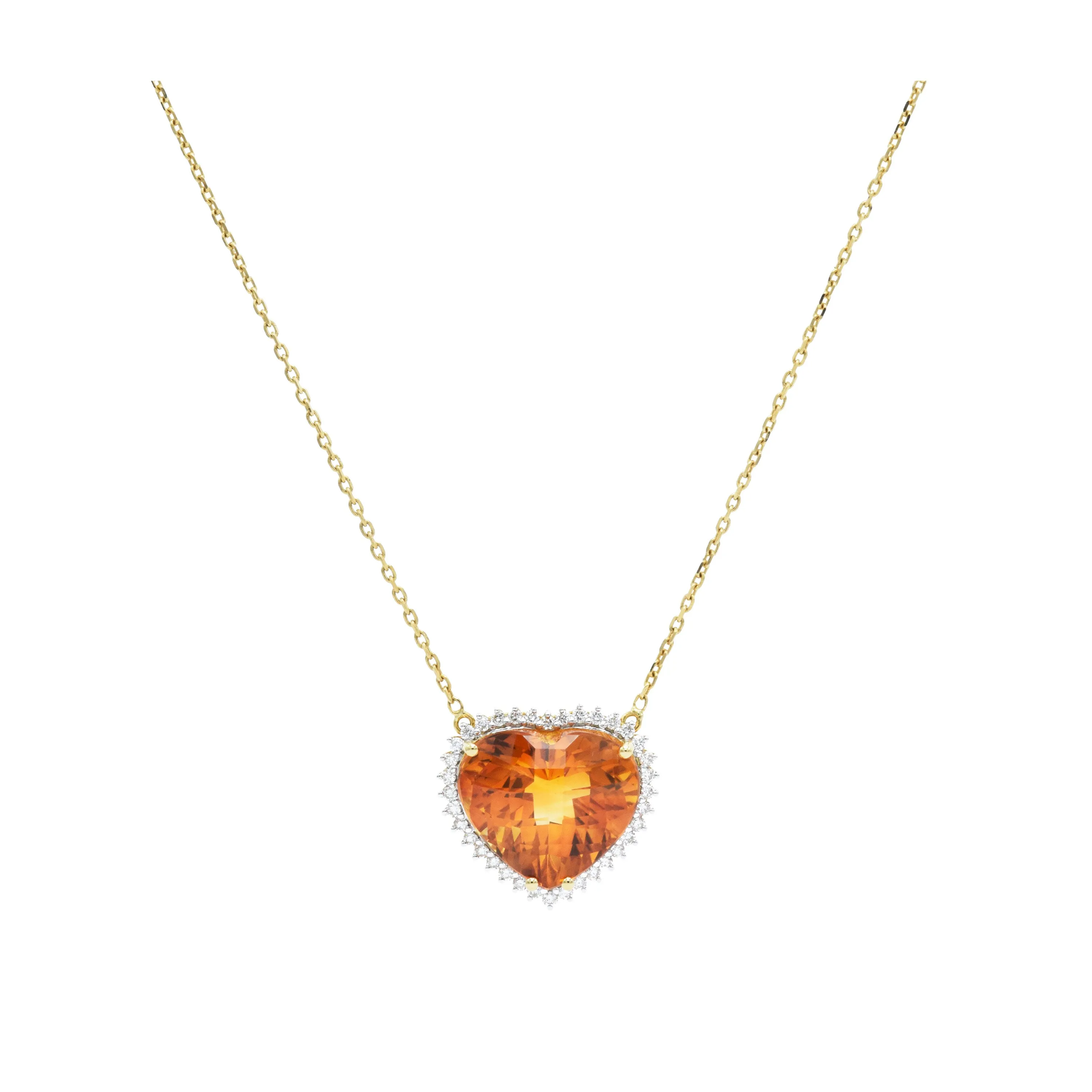 18kt Yellow Gold Heart-Shaped Citrine Pendant