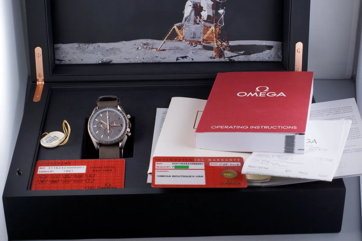 2014 Omega Speedmaster Professional Apollo 11 45th Anniversary 311.624.230.060.01 w/ Box and Paper