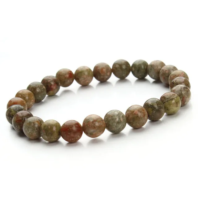 2017 Fashion Natural Stone Bracelets For Women Men Rose Quartzs Tiger Eyes Agates Beaded Yoga Bracelets Pulseira Masculina F2852